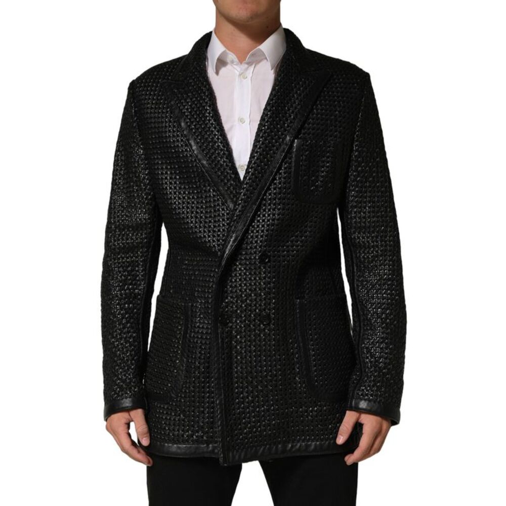 Dolce & Gabbana Black Lamb Leather Double Breasted Men's Jacket